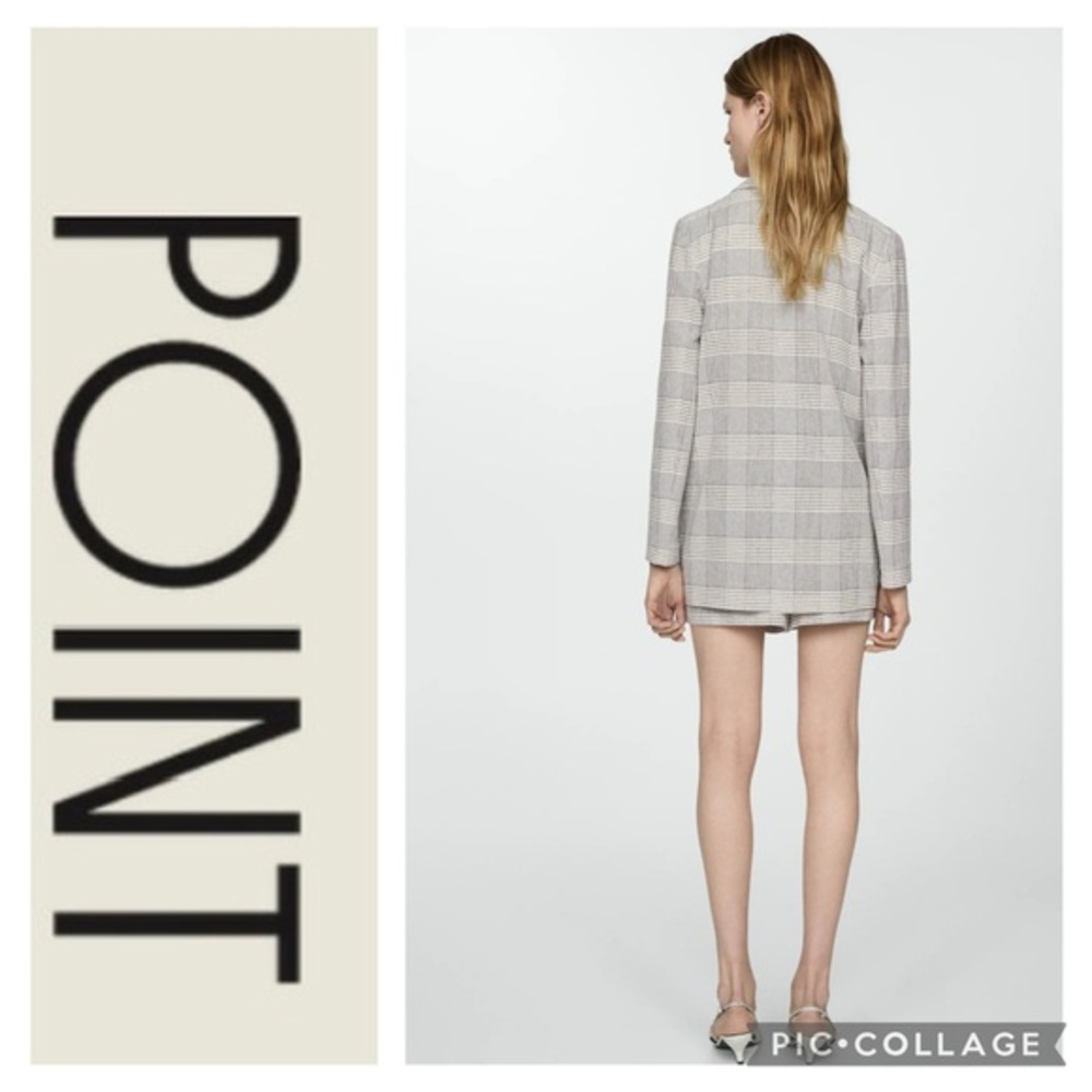 Point Checkered Long Line Blazer Sz 42/Large